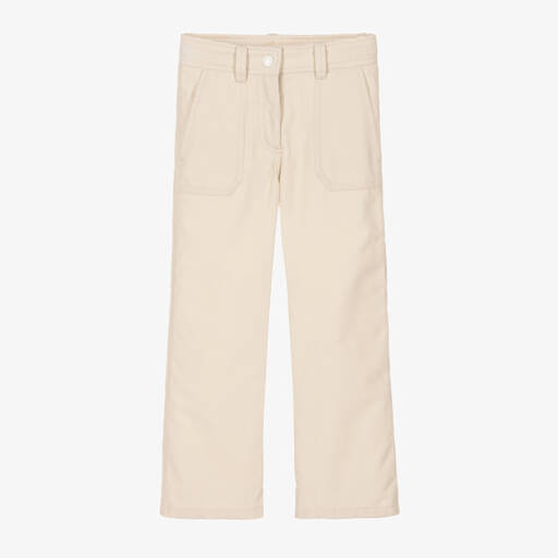 Moncler Enfant-Girls Ivory Corduroy Trousers | Childrensalon