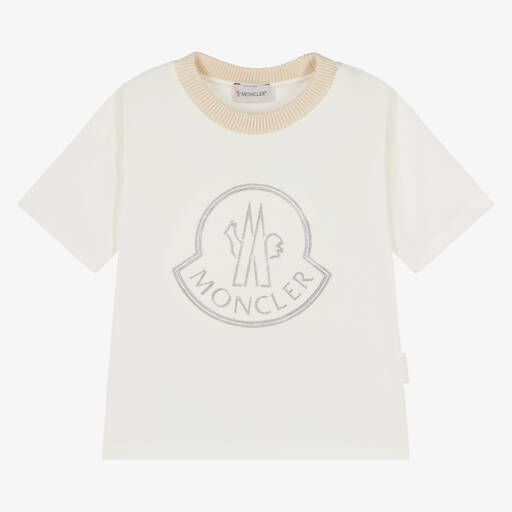 Moncler Enfant-Girls Ivory Cotton T-Shirt | Childrensalon