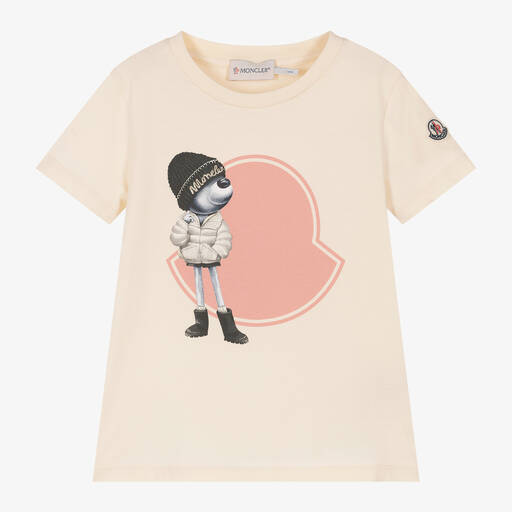 Moncler Enfant-Girls Ivory Cotton T-Shirt | Childrensalon
