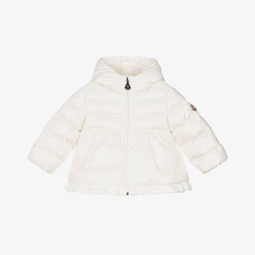 Moncler Enfant-معطف أوديل مبطن بريش لون عاجي للبنات | Childrensalon