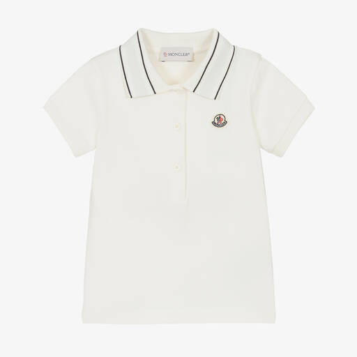 Moncler Enfant-Girls Ivory Logo Polo Shirt | Childrensalon