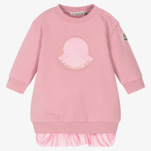 Moncler Enfant-Розовое платье-свитшот из хлопка | Childrensalon