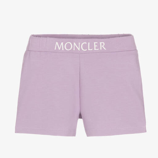 Moncler Enfant-Girls Lilac Purple Cotton Logo Shorts | Childrensalon