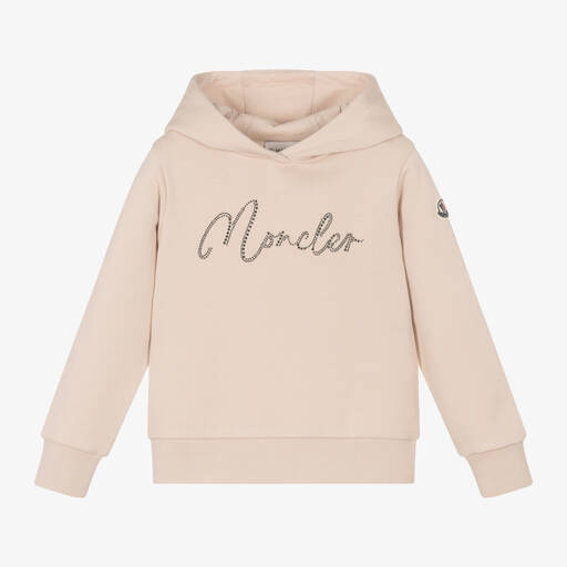 Moncler Enfant-Girls Pale Pink Cotton Hoodie | Childrensalon