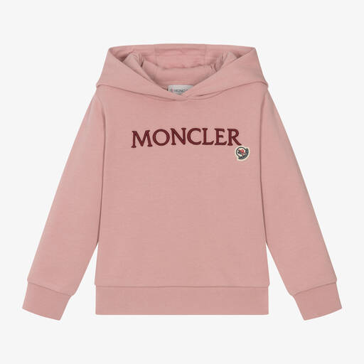 Moncler Enfant-Girls Pink Cotton Hoodie | Childrensalon