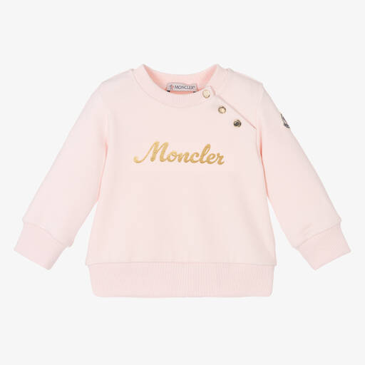 Moncler Enfant-Girls Pink Cotton Sweatshirt | Childrensalon