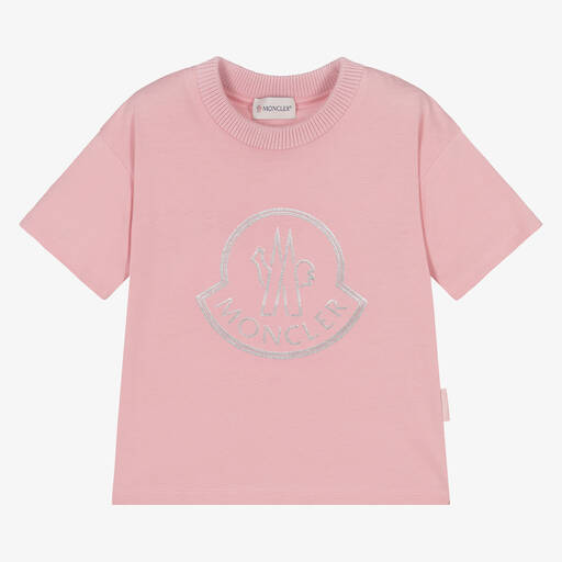 Moncler Enfant-Girls Pink Cotton T-Shirt | Childrensalon