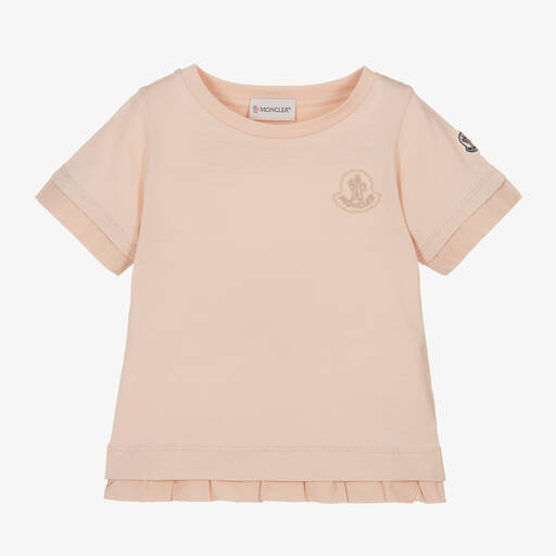 Moncler Enfant-Girls Pink Cotton T-Shirt | Childrensalon