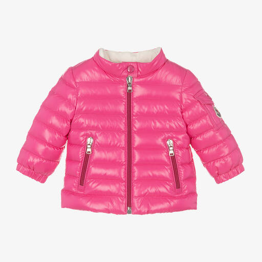 Moncler Enfant-Girls Pink Down Padded Paulas Jacket | Childrensalon