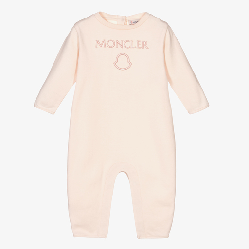 Moncler Enfant-Girls Pink Logo Romper | Childrensalon