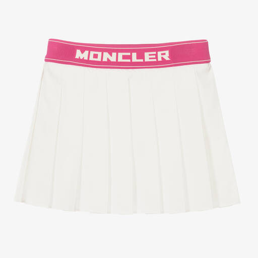 Moncler Enfant-Girls White & Pink Logo Tennis Skirt | Childrensalon