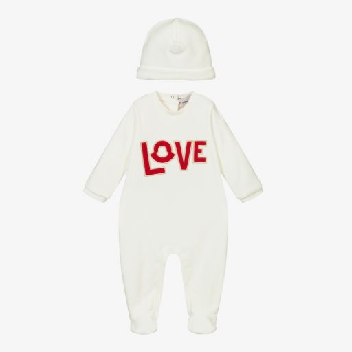 Moncler Enfant-Ivory Babygrow & Hat Gift Set  | Childrensalon