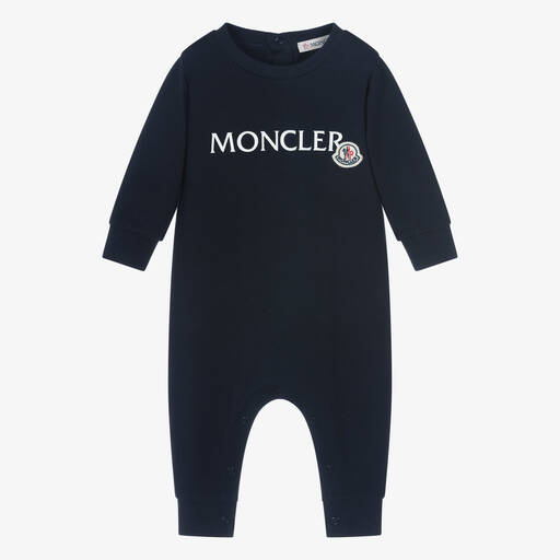 Moncler Enfant-Navy Blue Cotton Jersey Romper | Childrensalon