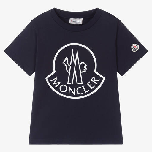 Moncler Enfant-Navy Blue Cotton T-Shirt | Childrensalon