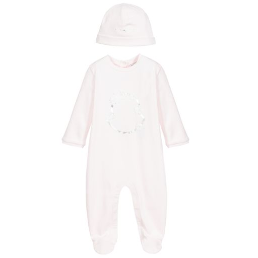 Moncler Enfant-Pink Cotton Babygrow & Hat Set | Childrensalon