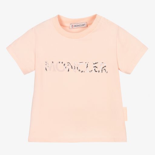 Moncler Enfant-Pink Cotton Logo T-Shirt | Childrensalon