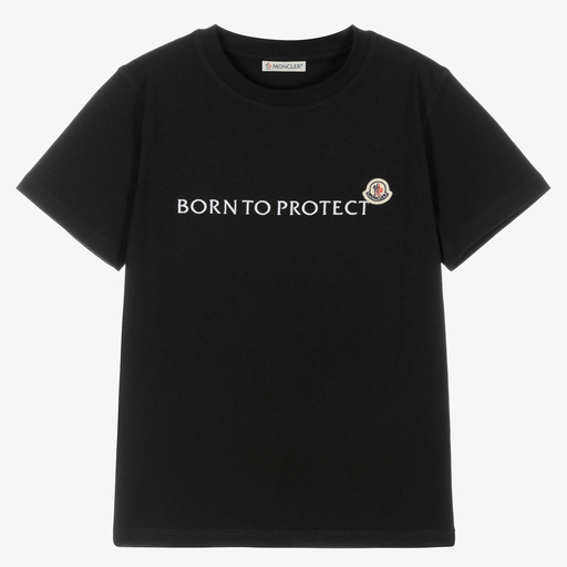 Moncler Enfant-Teen Black Logo T-Shirt | Childrensalon