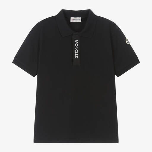 Moncler Enfant-Teen Boys Black Cotton Polo Shirt | Childrensalon