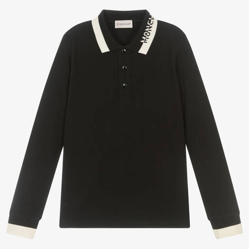 Moncler Enfant-Черная рубашка поло для мальчиков-подростков | Childrensalon