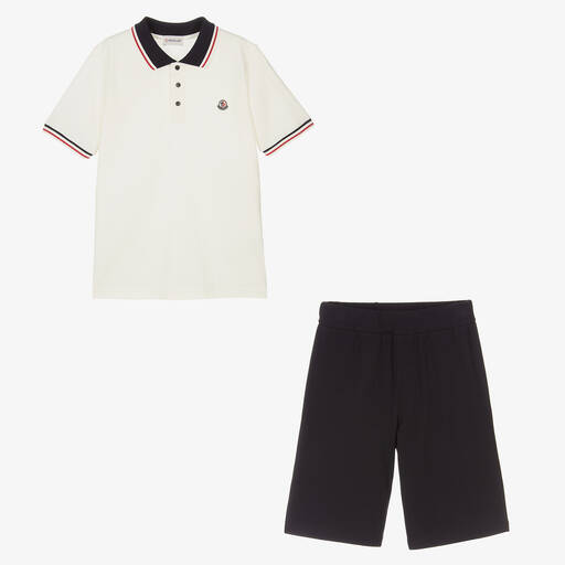 Moncler Enfant-Teen Boys Blue Cotton Piqué Shorts Set | Childrensalon