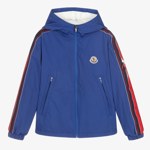 Moncler Enfant-Синяя куртка с капюшоном для мальчиков-подростков | Childrensalon