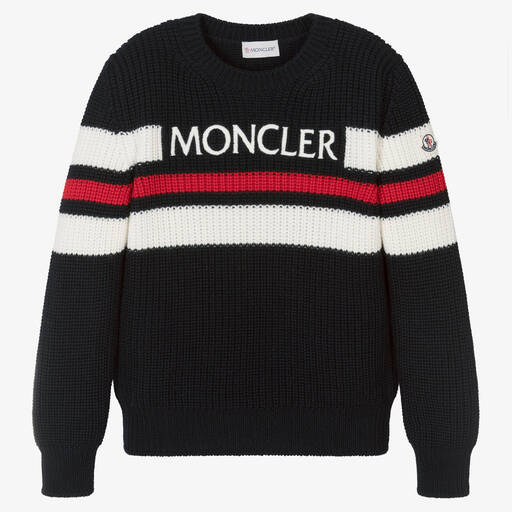 Moncler Enfant-Teen Boys Blue Wool Knitted Sweater | Childrensalon
