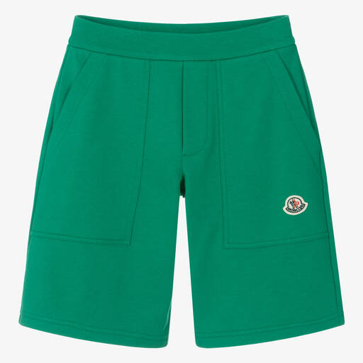 Moncler Enfant-Teen Boys Green Cotton Jersey Shorts | Childrensalon