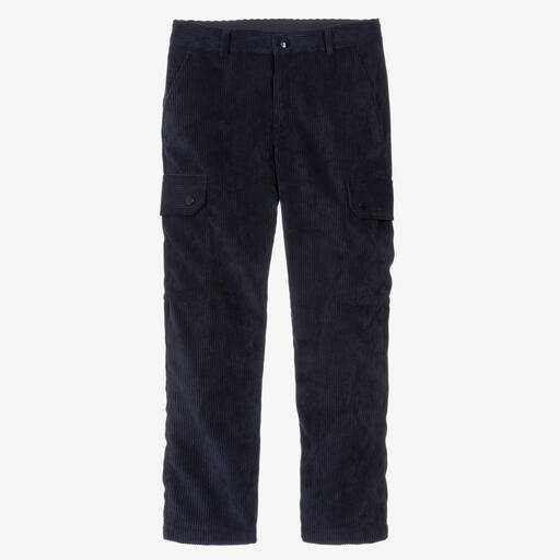 Moncler Enfant-Pantalon velours côtelé bleu marine | Childrensalon
