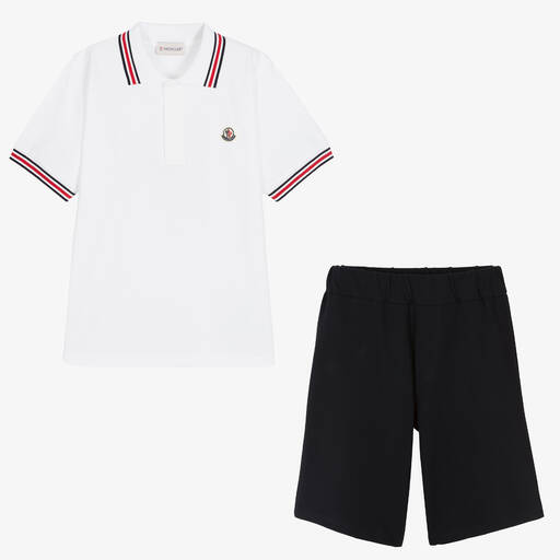 Moncler Enfant-Teen Top & Shorts Set weiß/navyblau | Childrensalon