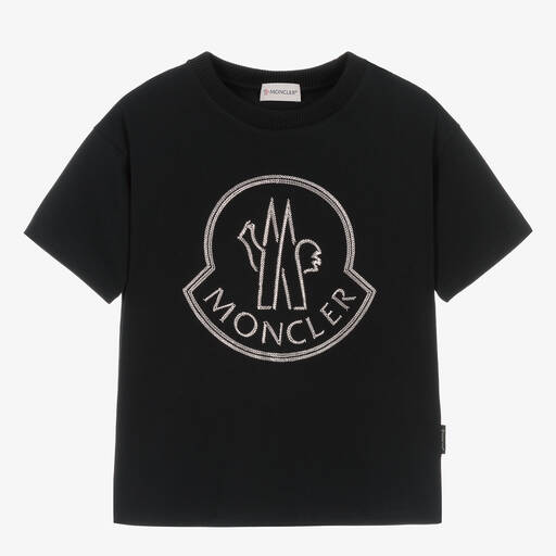 Moncler Enfant-Teen Girls Black Cotton T-Shirt | Childrensalon