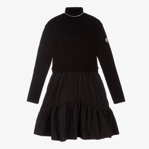 Moncler Enfant-Teen Girls Black Wool Dress | Childrensalon