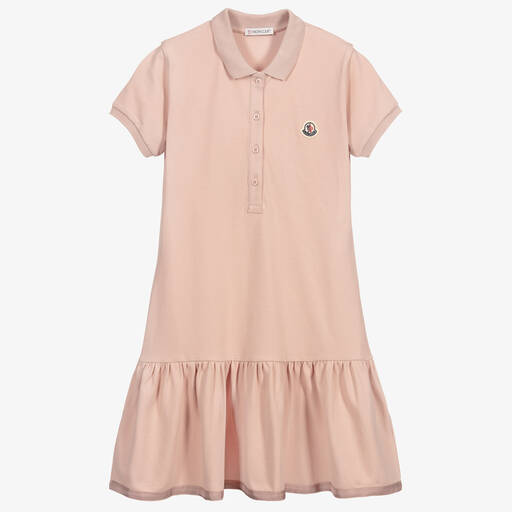 Moncler Enfant-Teen Girls Blush Pink Cotton Polo Dress | Childrensalon
