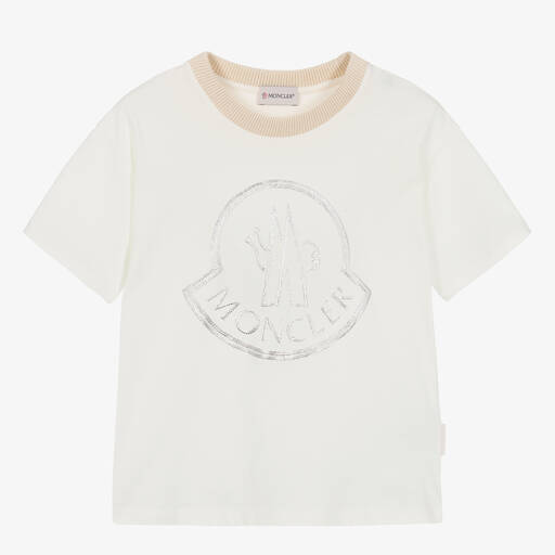 Moncler Enfant-T-shirt ivoire en coton pour ado fille | Childrensalon