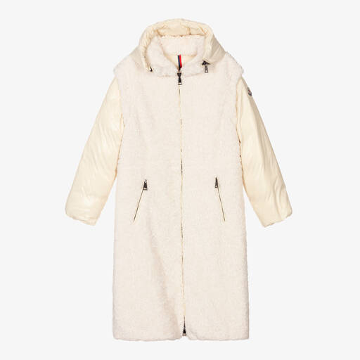 Moncler Enfant-Кремовое флисовое пальто | Childrensalon
