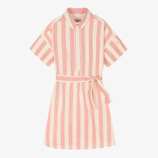 Moncler Enfant-Teen Girls Ivory & Pink Striped Dress | Childrensalon