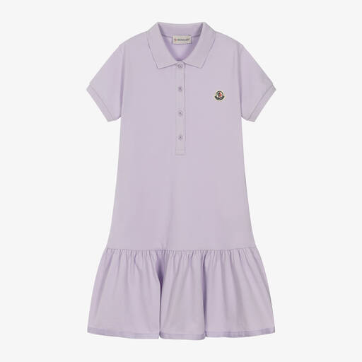 Moncler Enfant-Teen Girls Lilac Purple Cotton Polo Dress | Childrensalon