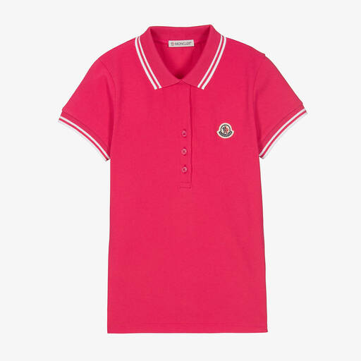 Moncler Enfant-Teen Girls Pink Cotton Piqué Polo Shirt | Childrensalon