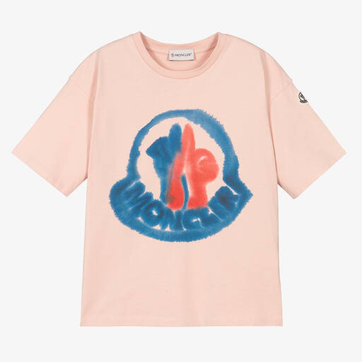 Moncler Enfant-Розовая хлопковая футболка для девочек | Childrensalon