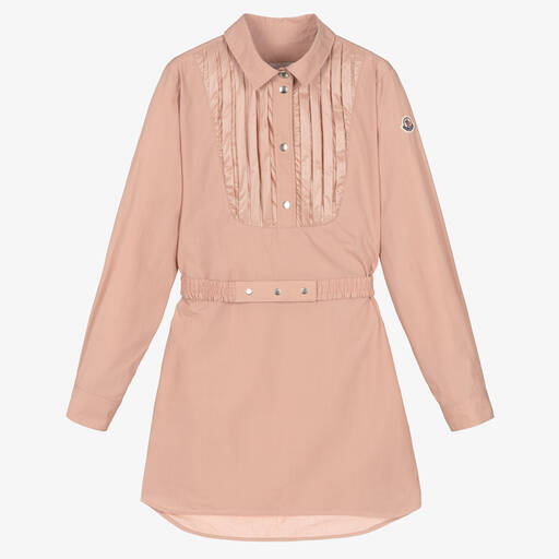 Moncler Enfant-Розовое платье-рубашка для девочек-подростков | Childrensalon