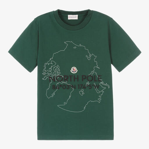 Moncler Enfant-Teen Green Map Logo T-Shirt | Childrensalon