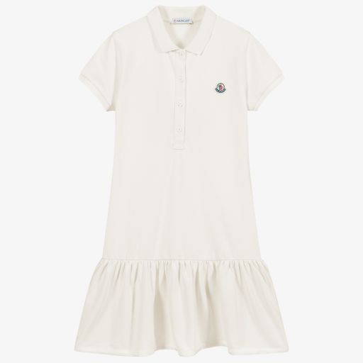 Moncler Enfant-Teen Ivory Logo Polo Dress | Childrensalon