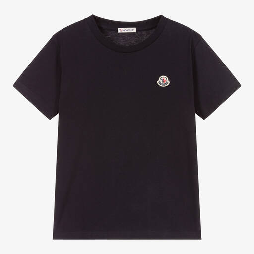 Moncler Enfant-Teen Navy Blue Logo T-Shirt | Childrensalon