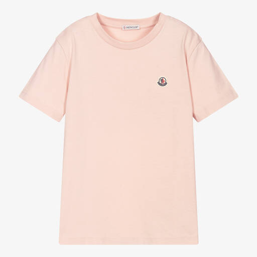 Moncler Enfant-Teen Pale Pink Logo T-Shirt | Childrensalon
