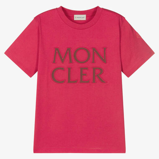 Moncler Enfant-Teen Pink Logo T-Shirt | Childrensalon