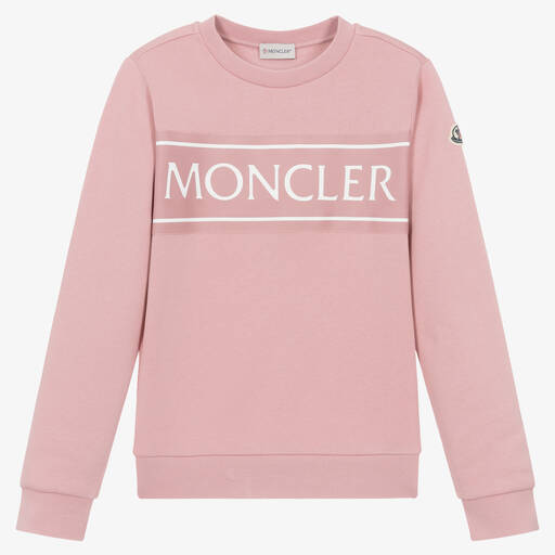 Moncler Enfant-Розовый хлопковый свитшот с белыми деталями | Childrensalon