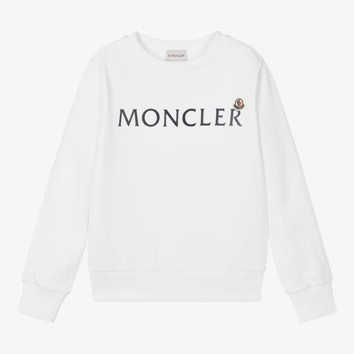 Moncler Enfant-Teen White Logo Sweatshirt | Childrensalon