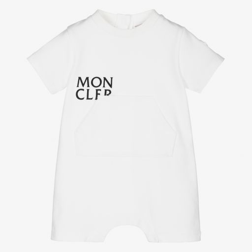 Moncler Enfant-White Cotton Logo Shortie | Childrensalon