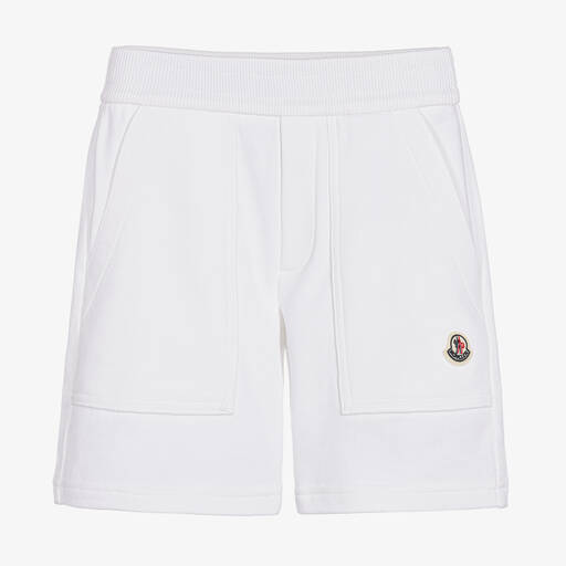 Moncler Enfant-White Cotton Logo Shorts | Childrensalon