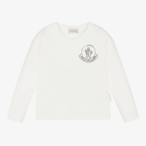 Moncler Enfant-White Cotton Logo Top  | Childrensalon
