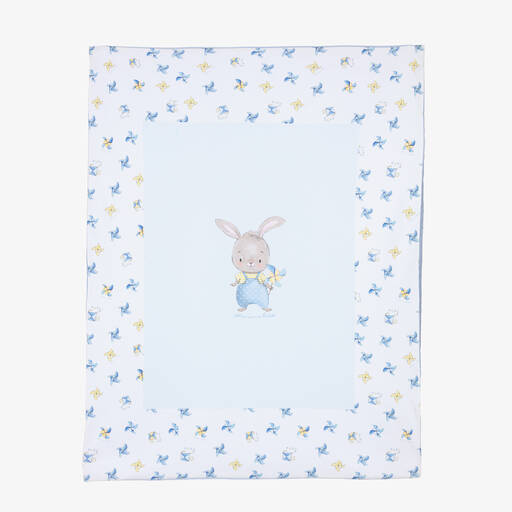 Monnalisa-Baby Boys Blue Cotton Blanket (85cm) | Childrensalon
